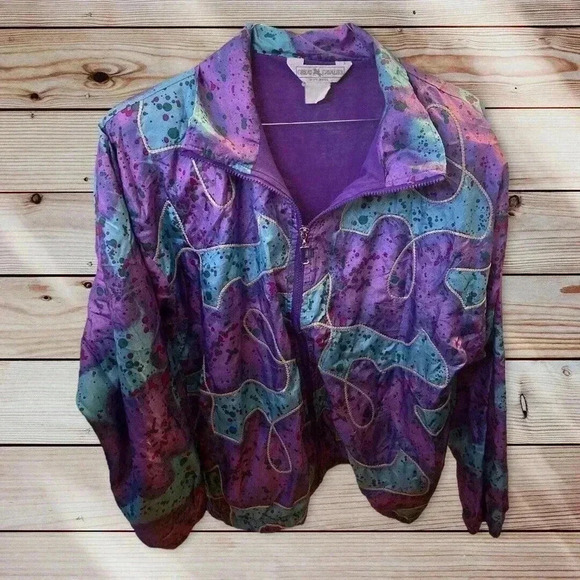 GREAT CAVALIER PURPLE,TEAL WITH GOLD TRIM JACKET SIZE LARGE - Picture 1 of 3